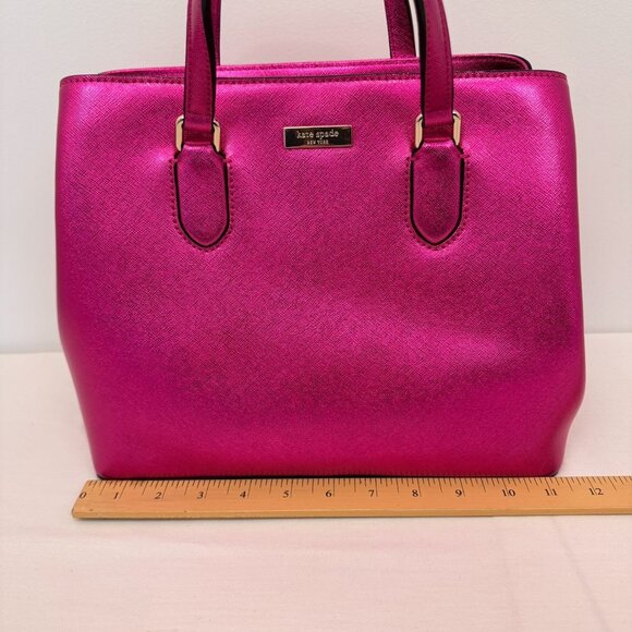NWOT Kate Spade New York Hot Pink Saffiano Leather Satchel Tote Crossbody Strap - Picture 6 of 10
